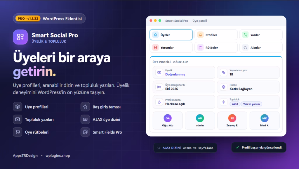 Smart Social Pro ile WordPress Sitenizde Üyelik ve Topluluk Özellikleri